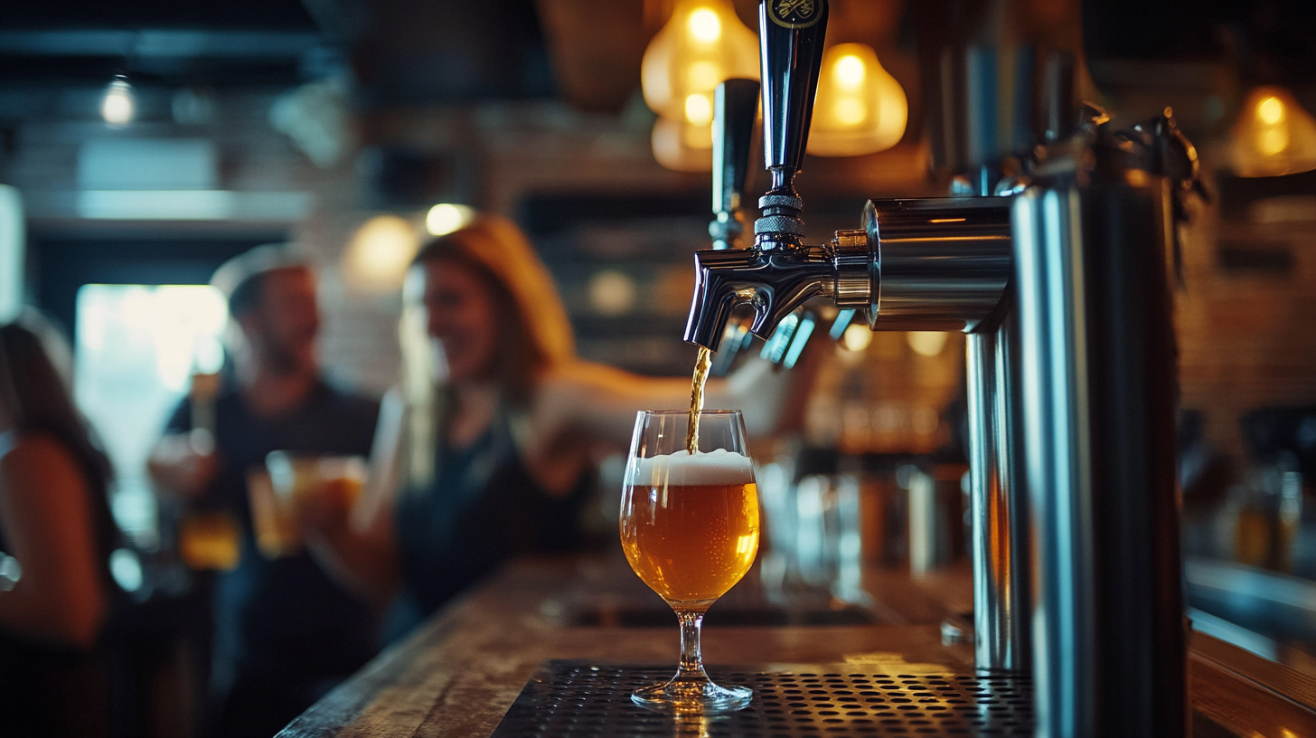 Bartender pouring non-alcoholic drink from tap