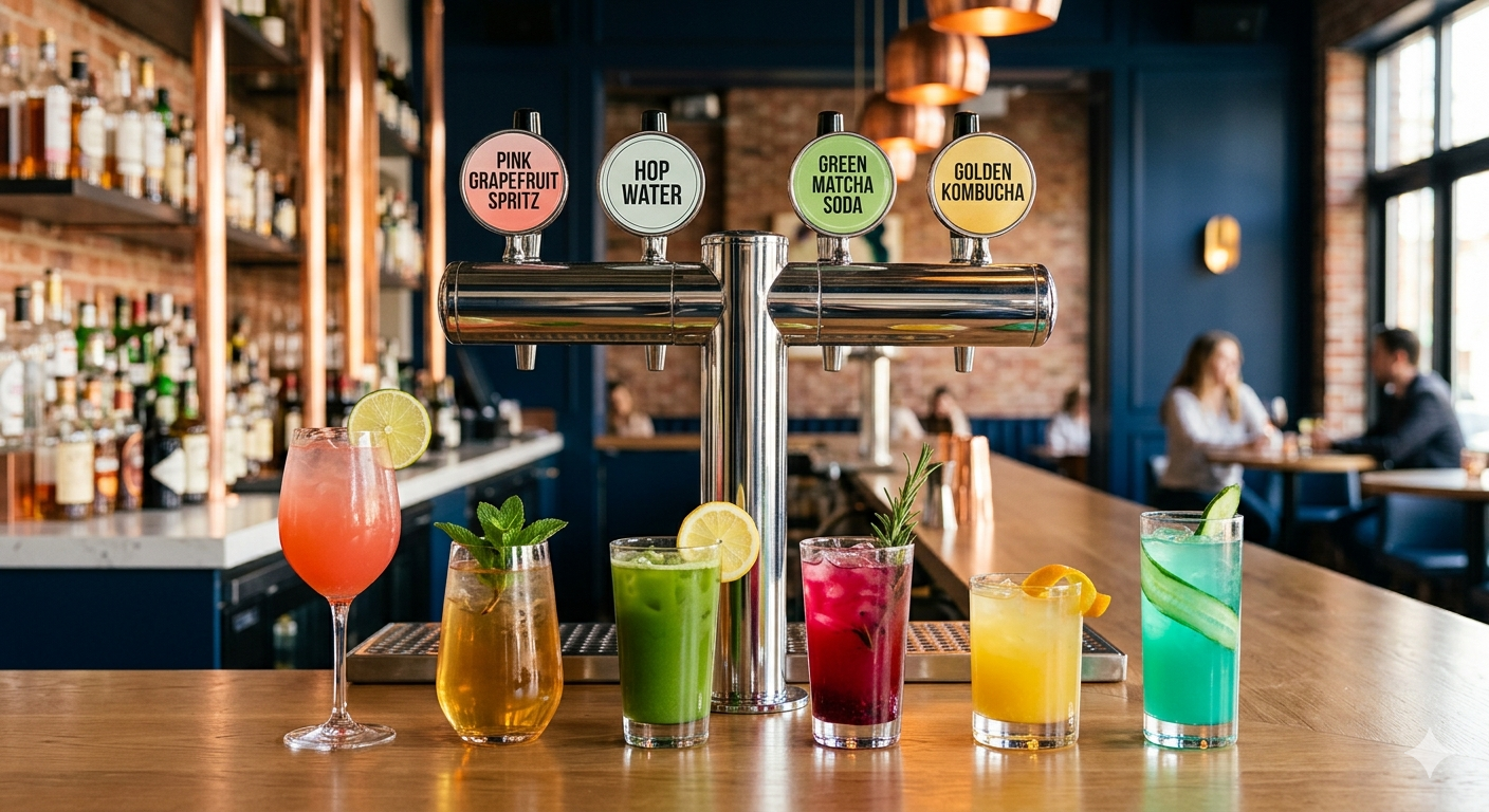 Vibrant bar with non-alcoholic tap system