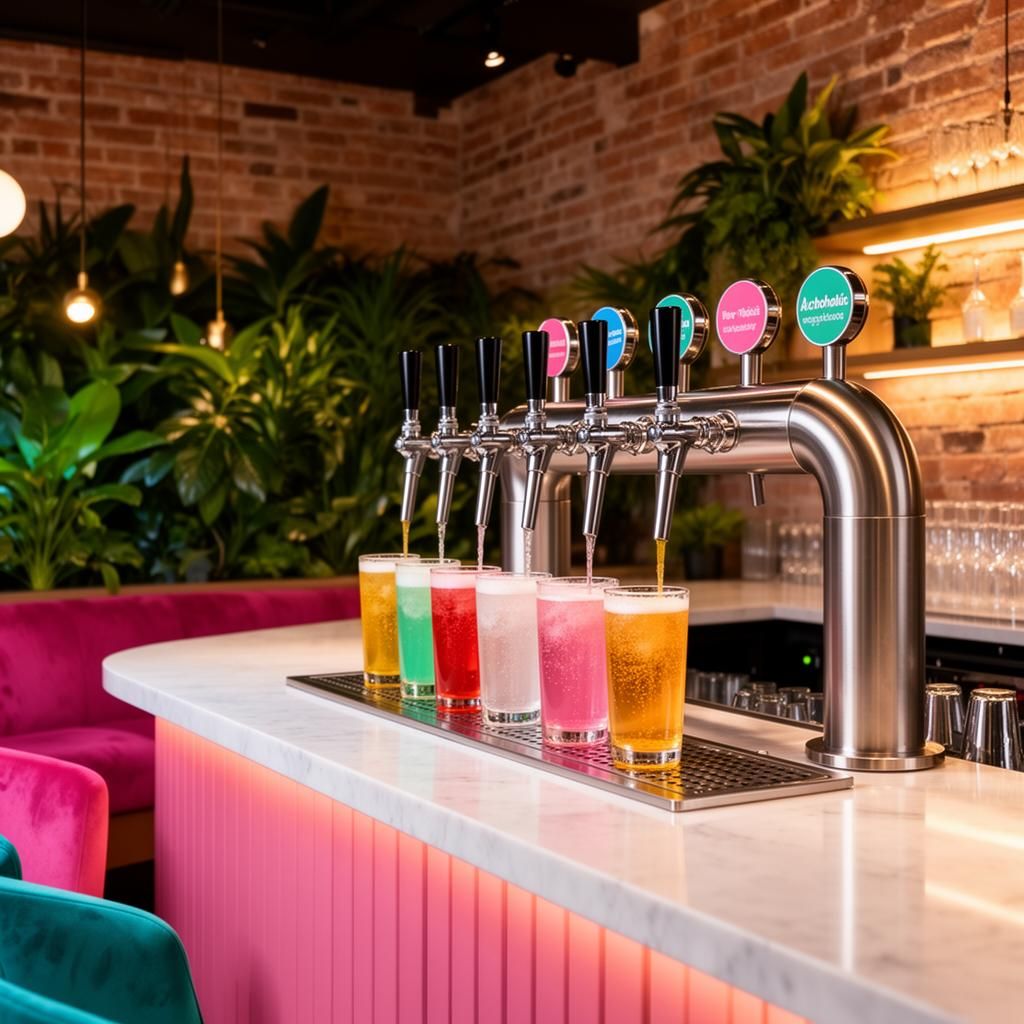 Bar draft tap system pouring wholesale non-alcoholic kegs