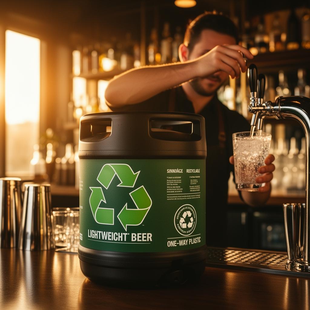PourZero recyclable one-way keg in a bar
