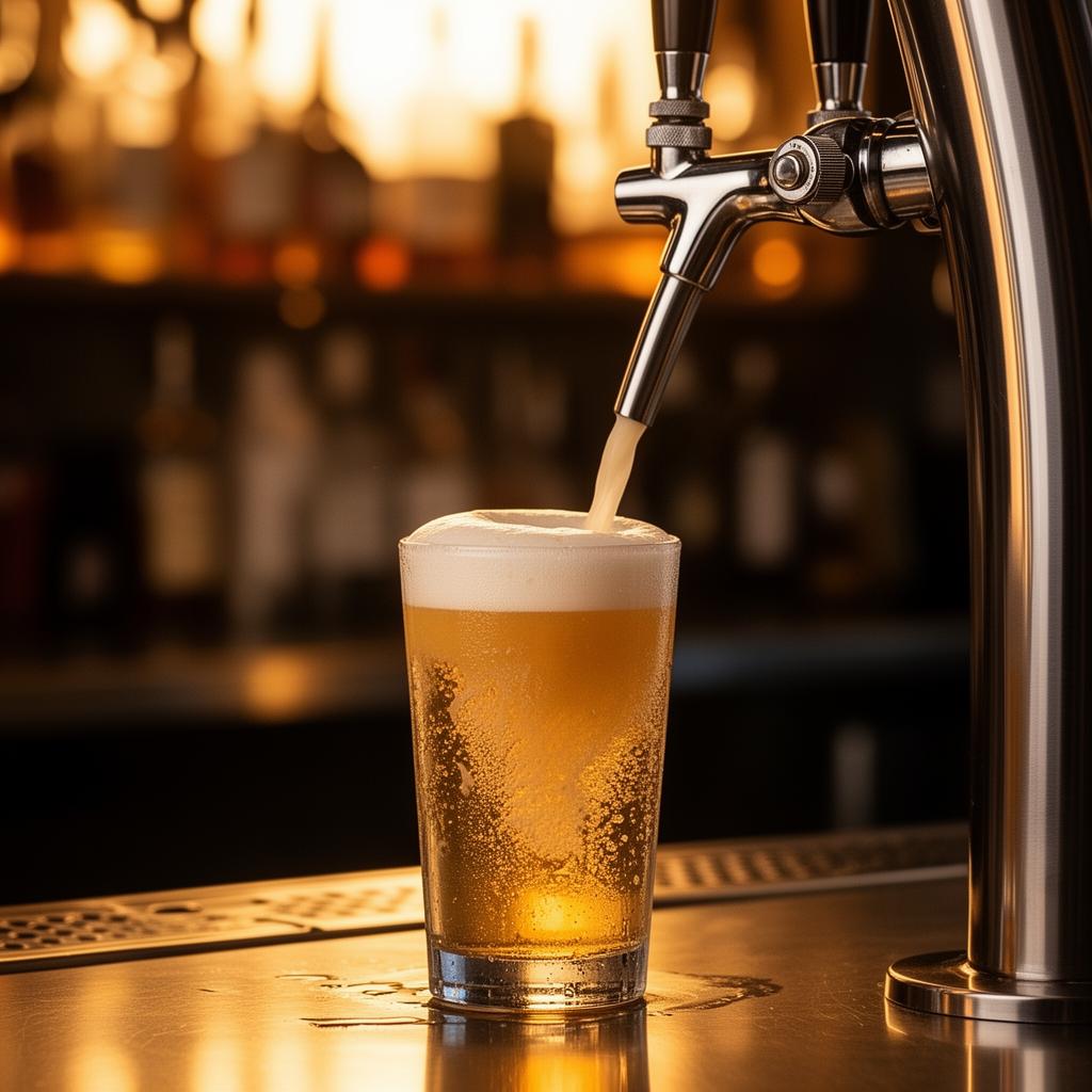 Bartender pulling a perfect draft pour
