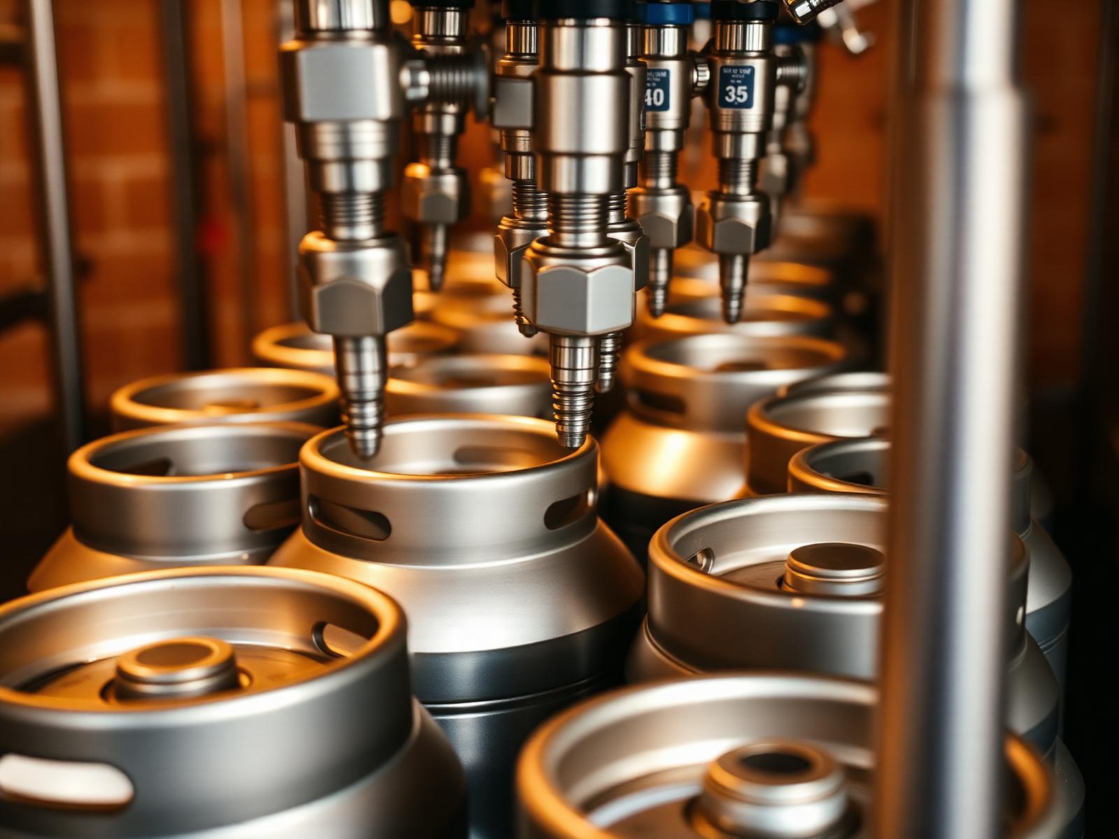 Kegging line filling stainless steel sixth-barrel kegs